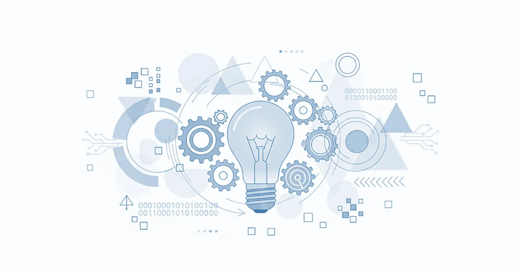 vector showing lightbulb ideas and gears for innovation