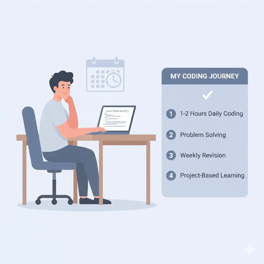Beginner programmer following a practical coding routine to become job ready