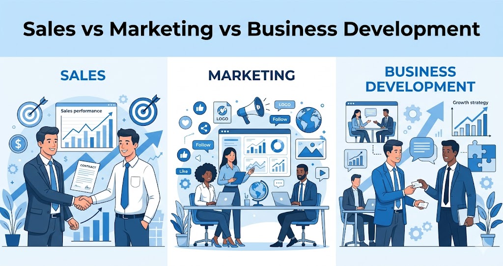 Difference Between Sales, Marketing, and Business Development