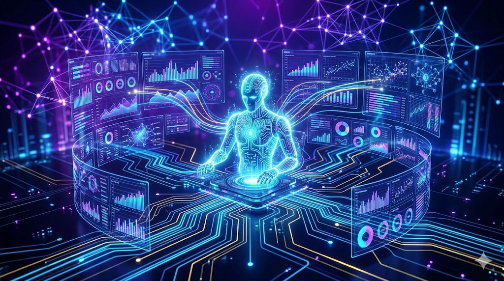 AI agent autonomously analyzing real-time data streams in an agentic analytics workflow
