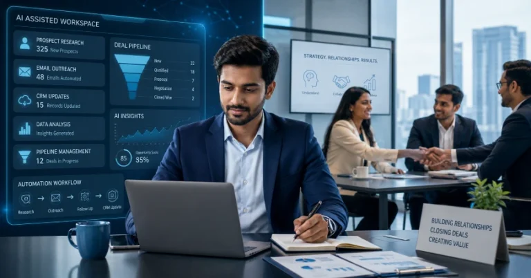 AI replacing business development tasks while professionals focus on human skills
