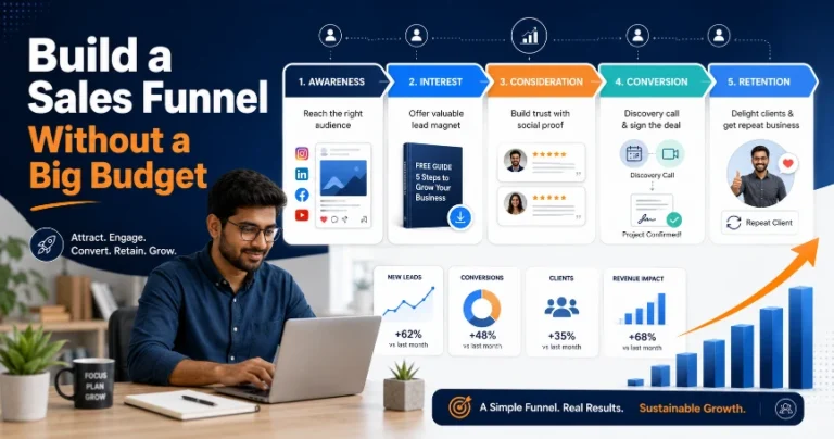 Five-stage sales funnel for a service business using free marketing and client acquisition tools