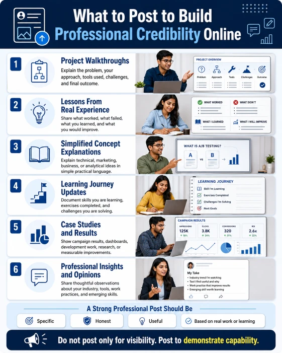Types of professional content that help build credibility and attract recruiters online