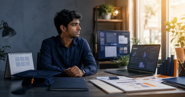Indian graduate planning how to use an employment gap for career development