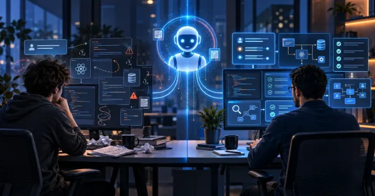 Junior and senior developers using different AI prompting approaches for software development
