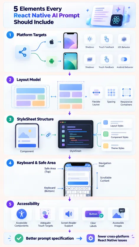 Five elements for writing better AI prompts for React Native cross-platform components