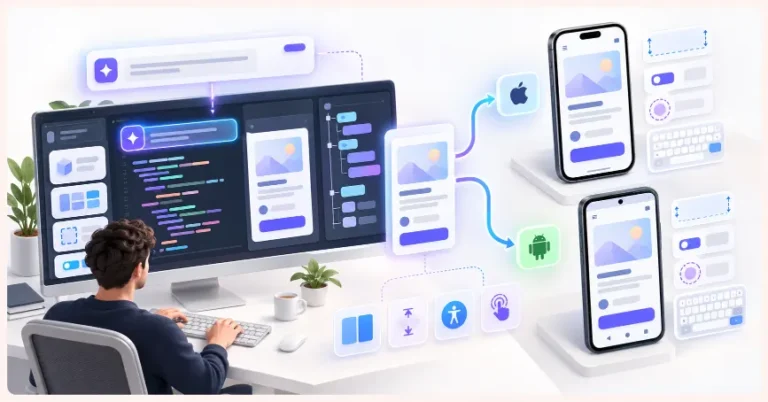 AI generating a React Native component for consistent iOS and Android mobile interfaces